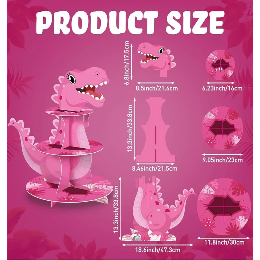 Pink Dinosaur Cupcake Stand